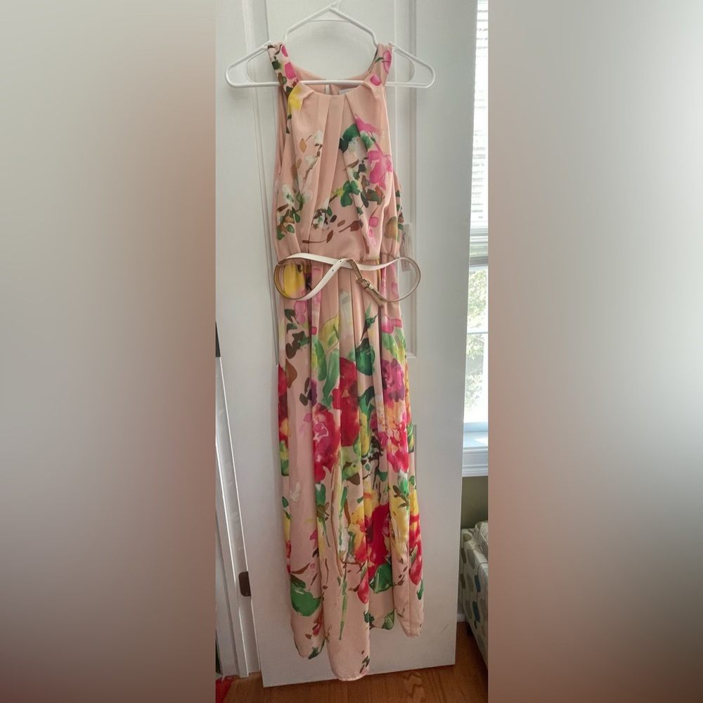 Pink floral dress dr collection NWT size petite 8